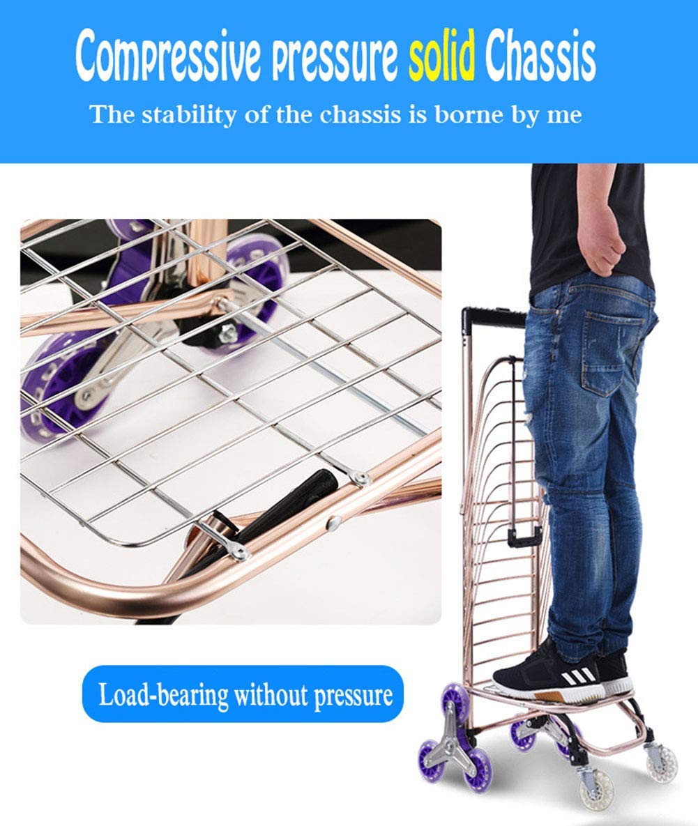 ATAAY Lightweight Folding Shopping Cart with Removable Waterproof Canvas Bag - Sturdy Aluminum Stair Climbing Grocery Utility Cart for Food Shopping, Market Trips & Heavy Goods Transport