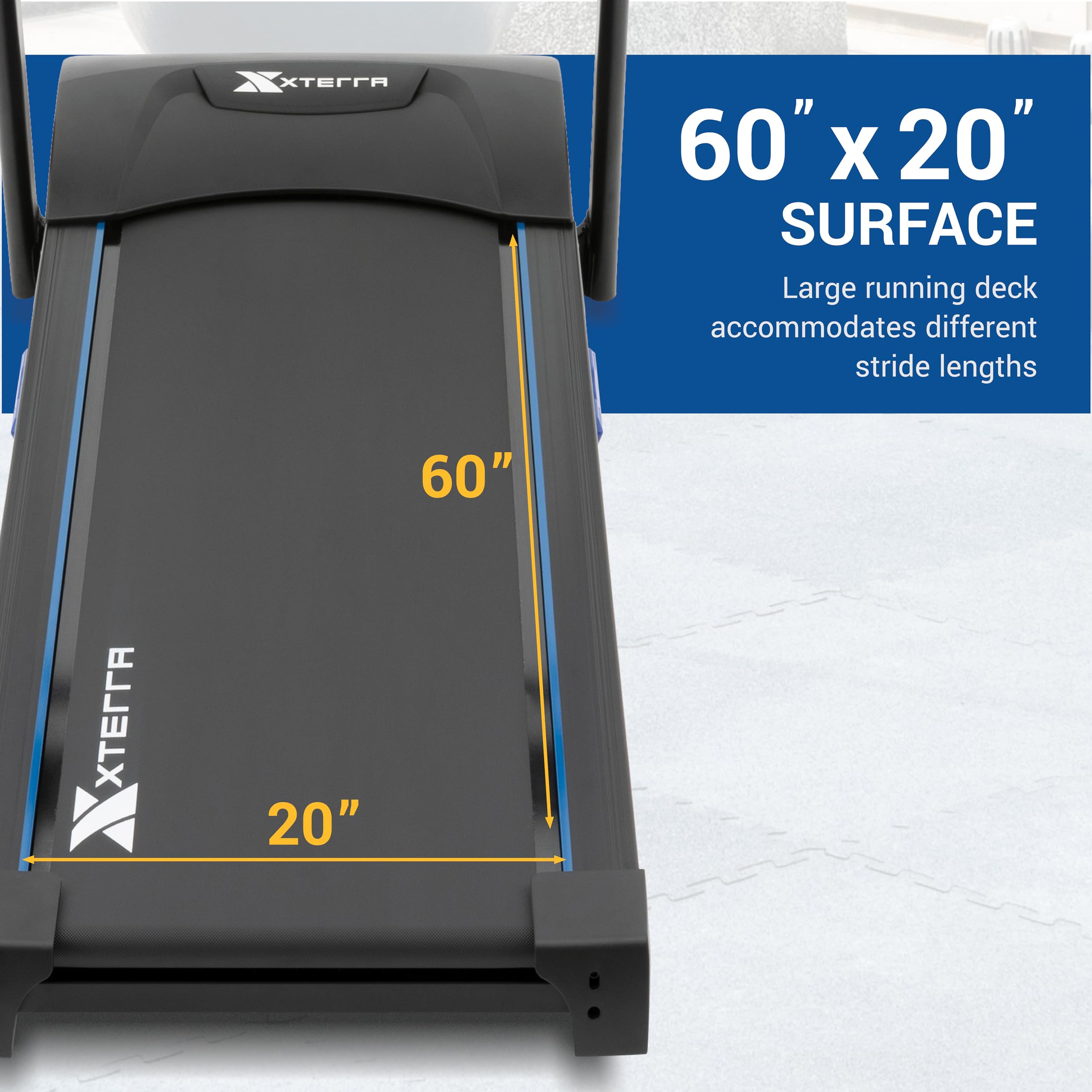 XTERRA Fitness Sport Series Premium Folding Smart Treadmill with Handlebar Speed & Incline Controls - Large XTRASoft Cushioned Running Deck - FTMS Bluetooth & XTERRA+ App Compatible - Perfect for Home Gym, Cardio Workouts & Indoor Running Training