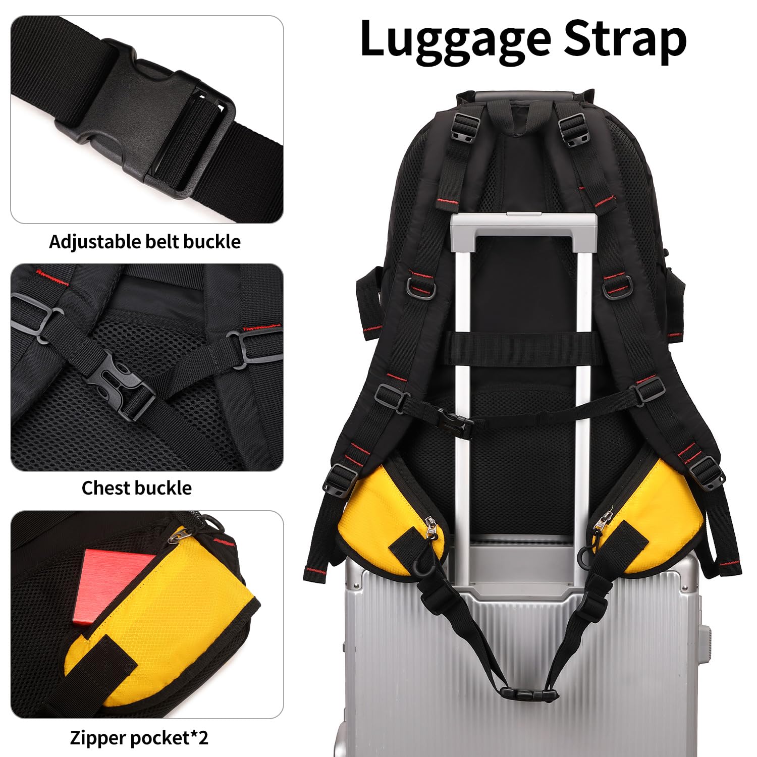 Nerlion 40L Waterproof Hiking Backpack - Lightweight Travel Backpack for Men & Women - Durable Camping & Outdoor Daypack (Yellow) - Perfect for Hiking, Traveling, Camping & Daily Commute