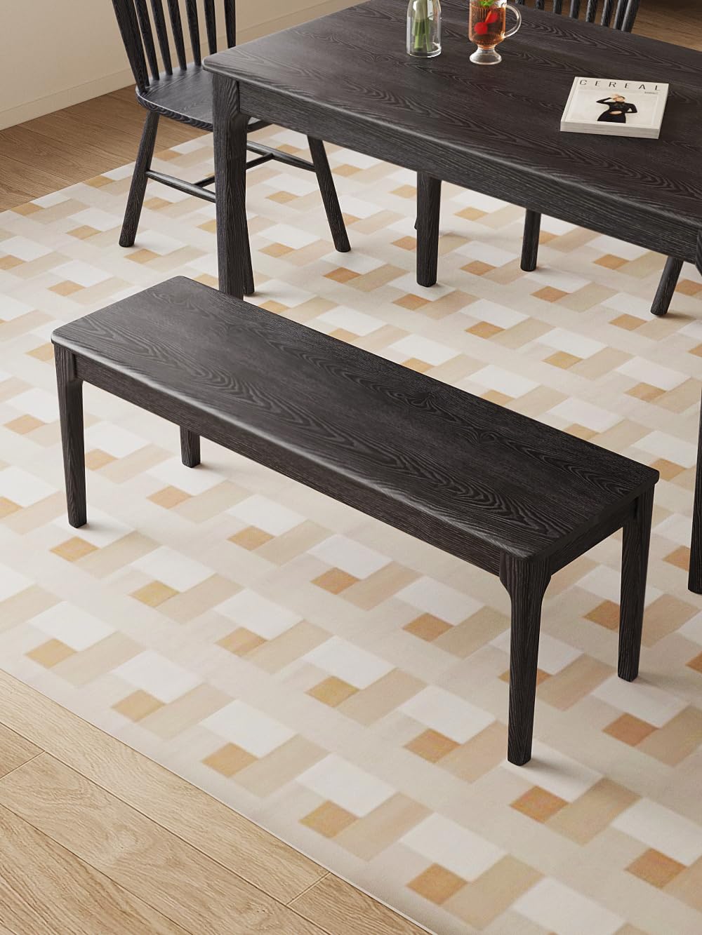 Solid Oak Wooden Dining Bench - 55.2