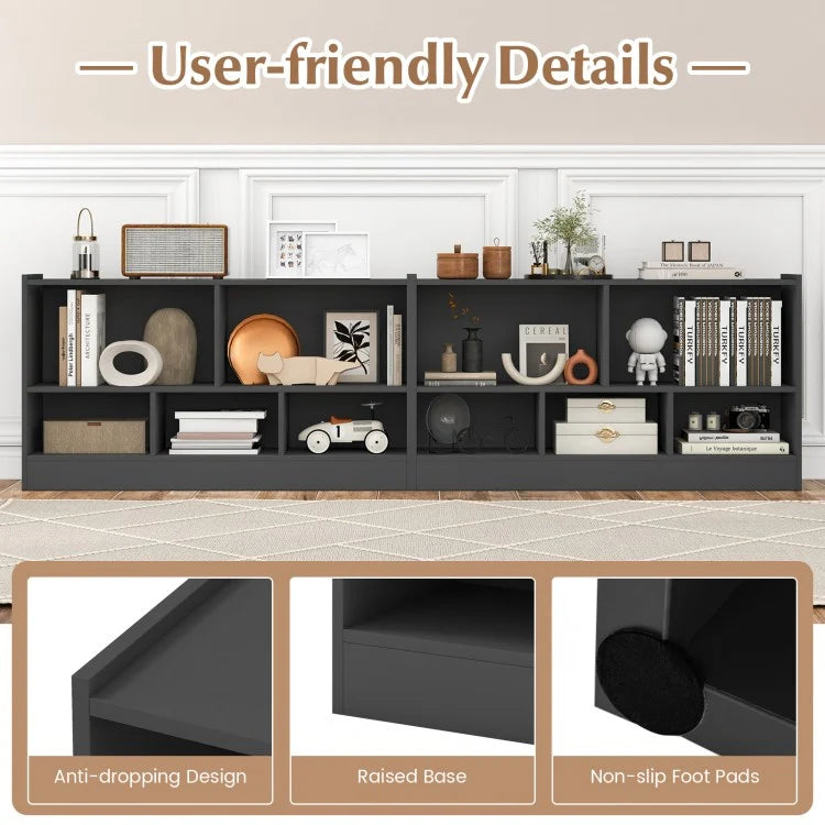 5-Cube Wooden Kids Bookcase & Toy Storage Organizer - 2-Shelf Gray Cabinet for Nursery, Playroom & Bedroom Organization