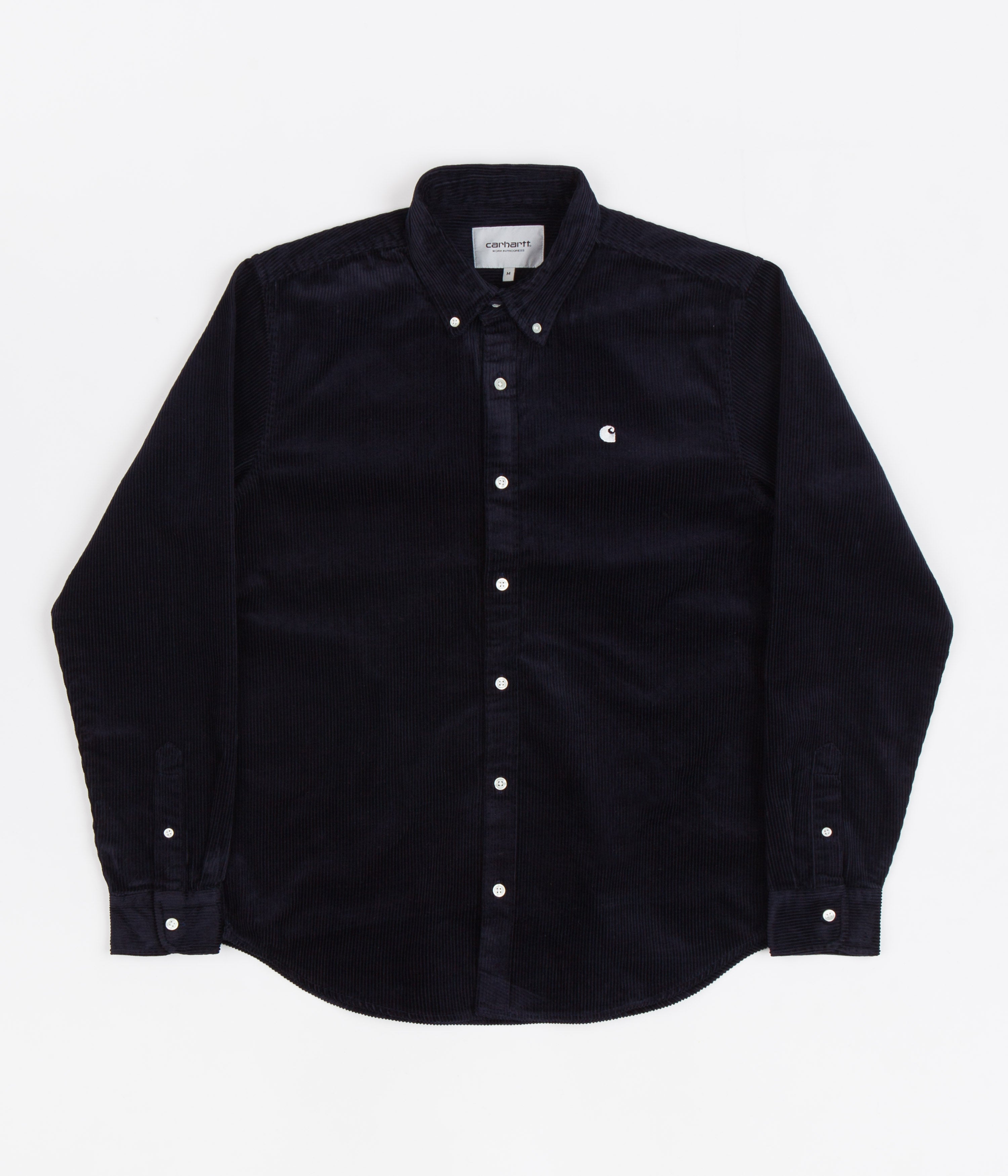Carhartt Madison Cord Shirt for Men - Dark Navy Waxed Cotton Workwear Shirt - Durable & Comfortable for Outdoor Work, Hunting, and Casual Wear