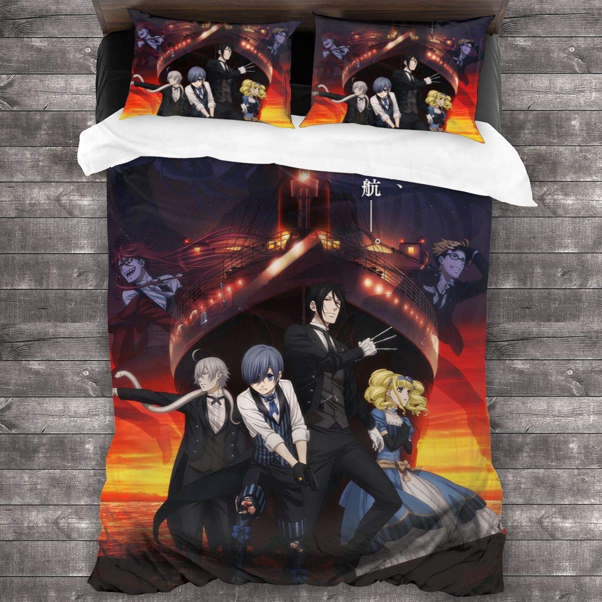 Premium SUNERLADY Black Butler 3-Piece Microfiber Bedding Set - 86”×70” Bedspread with 2 Pillowcases | Soft & Durable | Perfect for Guest Rooms, Dorms & Cozy Bedroom Decor