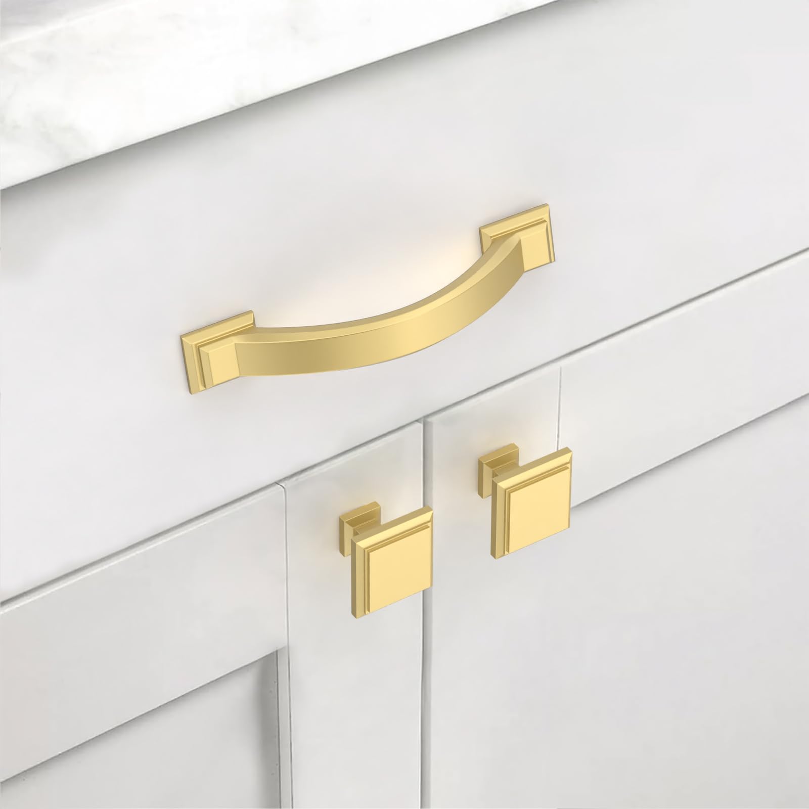 10 Pack 3 Inch (76mm) Brushed Gold Champagne Cabinet Handles - Premium Kitchen Cabinet Pulls & Drawer Hardware for Cupboards, Dressers & Furniture (Ideal for Modern Kitchen & Bathroom Renovation)