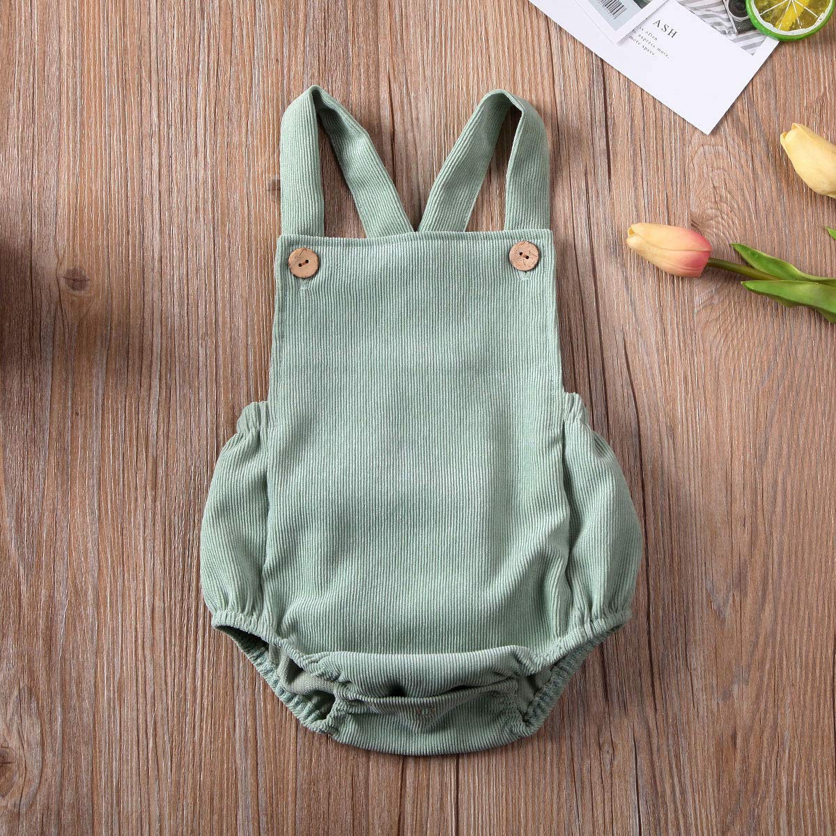Newborn Baby Girl Romper Halter Solid Plain Bodysuit Jumpsuit Tops - Soft Summer Outfits for 0-3 Months - Perfect for Photoshoots, Playdates & Family Gatherings