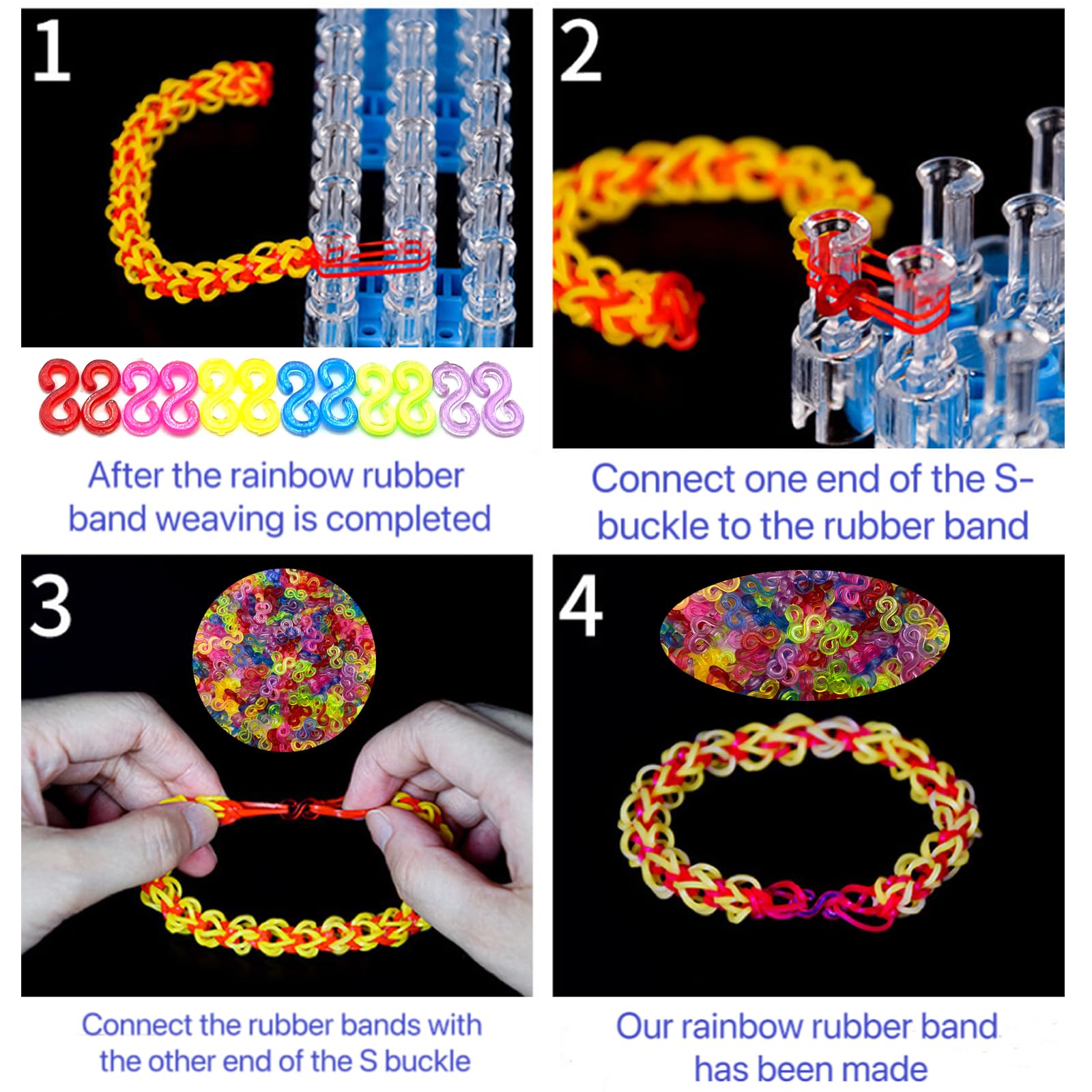 3000 Pcs S Clips Rubber Band Clips - 6 Colors Plastic Connectors for Loom Bracelets DIY, Handicrafts & Jewelry Making | Refill Kit for Rainbow Loom, Friendship Bracelets & Kids Crafts