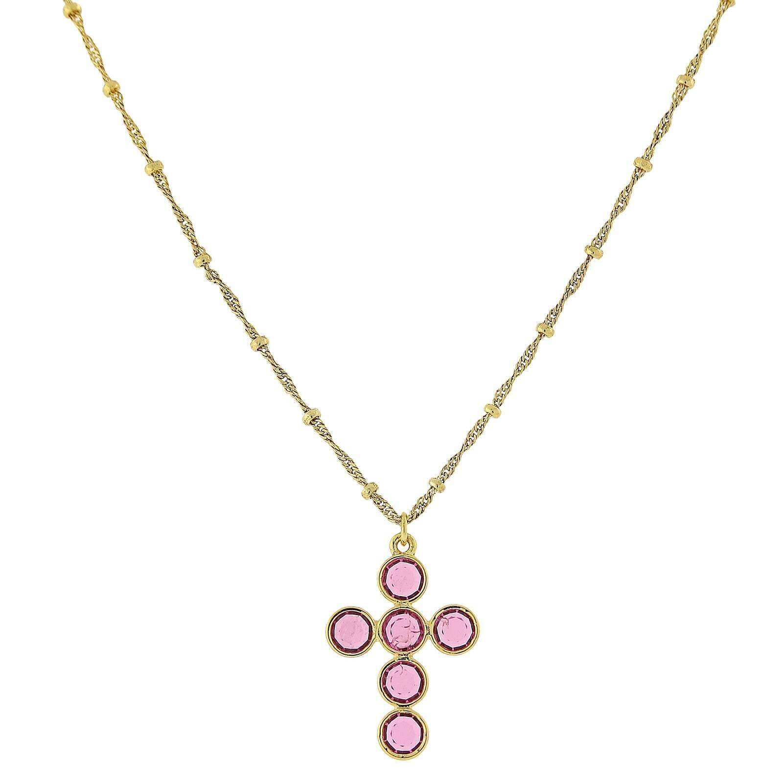 1928 Austrian Crystal Cross Pendant Necklace - 16