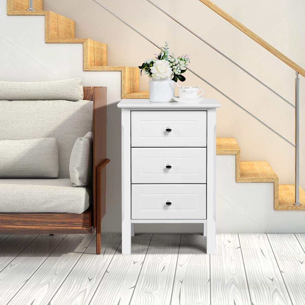 Yaheetech 2-Piece Set of 3-Drawer Bedside Cabinets - 60cm Height Nightstand with Storage for Bedroom, Living Room & Office Organization - Modern Bedside Chest of Drawers for Home Decor