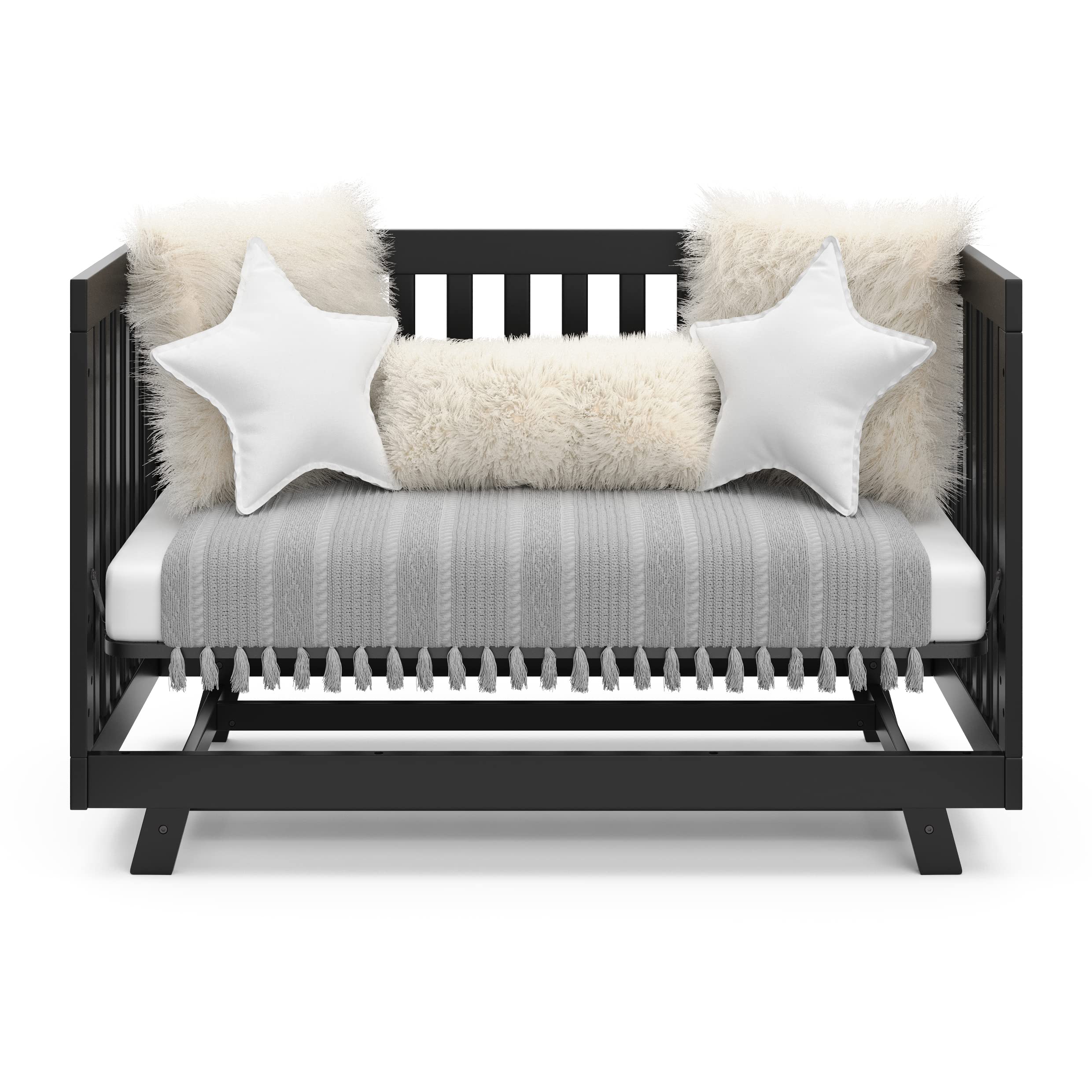 Storkcraft Beckett Convertible Crib in Black – Converts from Baby Crib to Toddler Bed & Daybed, Fits Standard Full-Size Crib Mattress, Adjustable Mattress Support Base – Perfect for Nursery, Kids Room & Daycare Use