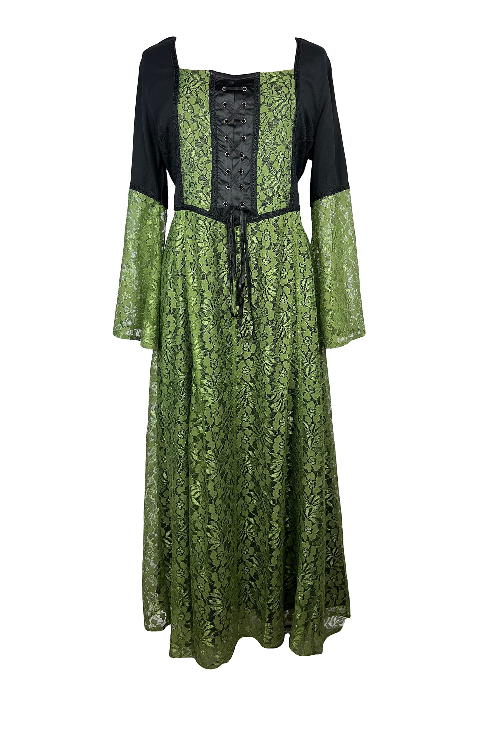 Agan Traders Women's 2025 Spring Bohemian Renaissance Evening Dress - Elegant Long Sleeve Corset Lace Gown for Weddings, Parties & Renaissance Fairs