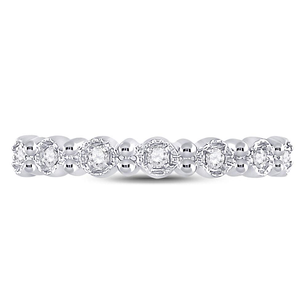 10K White Gold Women's Round Diamond Stackable Band Ring - 1/10 CTTW - Perfect for Stacking, Layering & Everyday Elegance