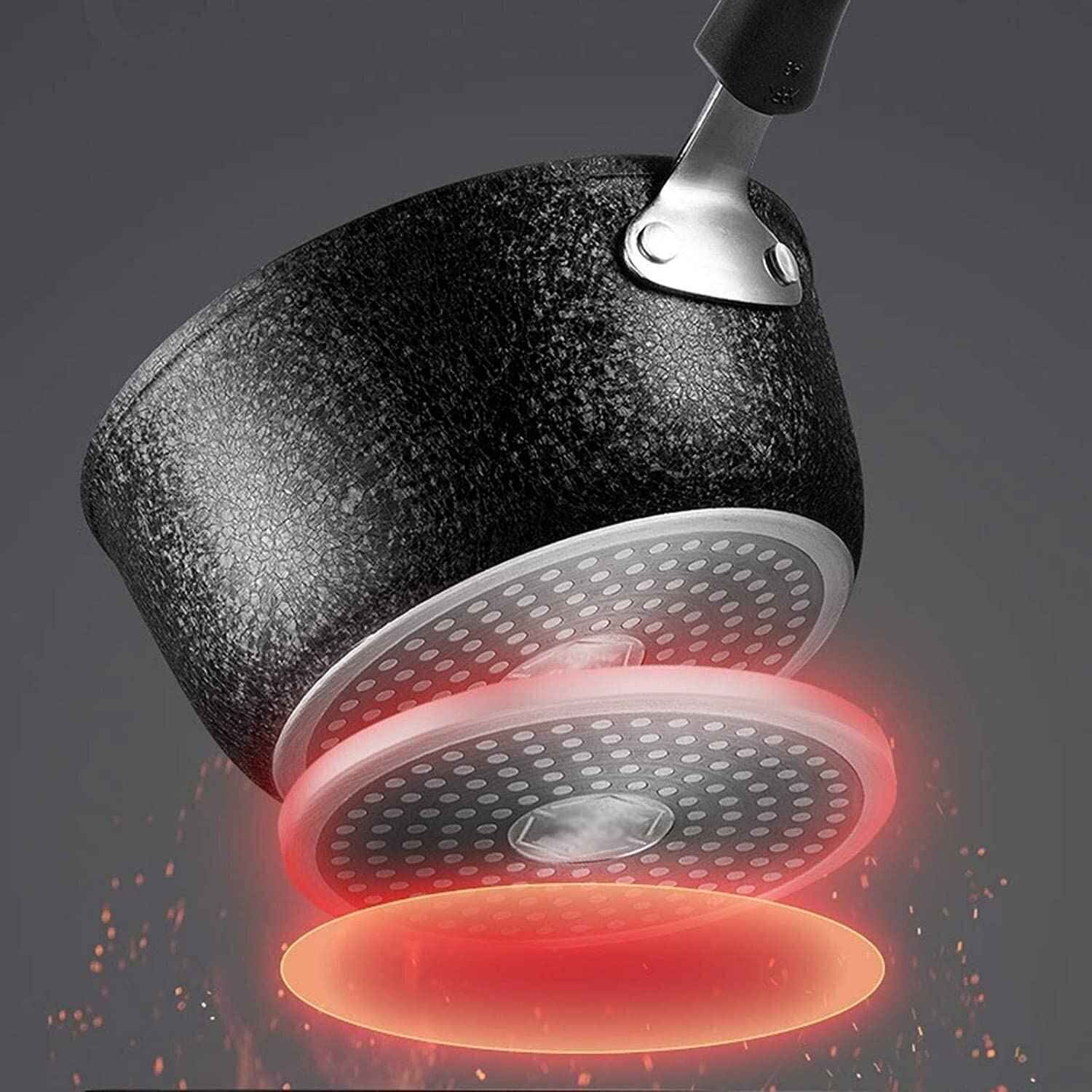 Non-Stick Wok Pan - Multi-Functional Milk Pot, Soup Pot with Lid - Induction & Open Fire Compatible - Universal Cooking Pot for Stir-Fry, Boiling, Steaming (Color: Pot)