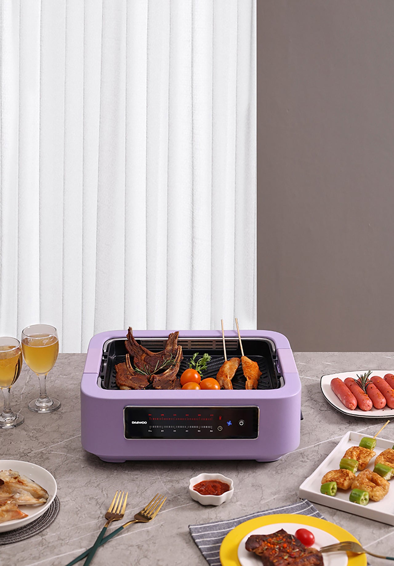DAEWOO SG13 Korean BBQ Grill - Smokeless Indoor/Outdoor Electric Grill for Home, Camping & Parties | Perfect for Korean BBQ, Meat, Seafood & Vegetables