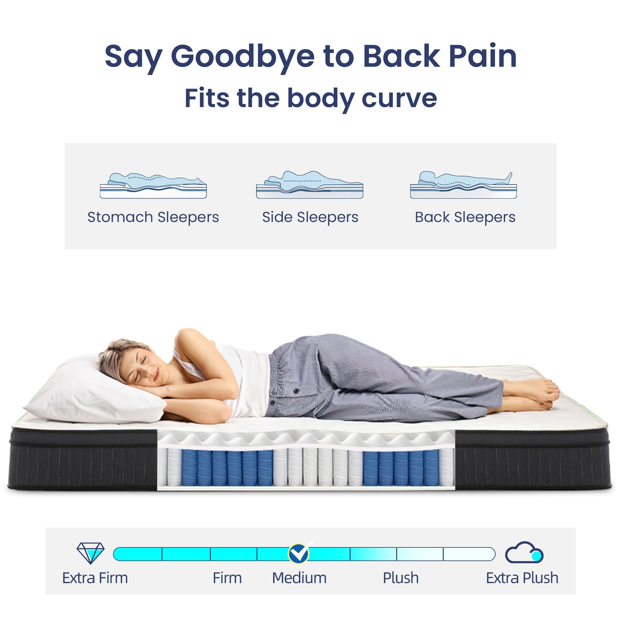 10 Inch Queen Size Memory Foam Hybrid Mattress with Pocket Springs - Medium Firm, Motion Isolation & Edge Support - CertiPUR-US Certified - Perfect for Bedrooms, Guest Rooms & Apartments