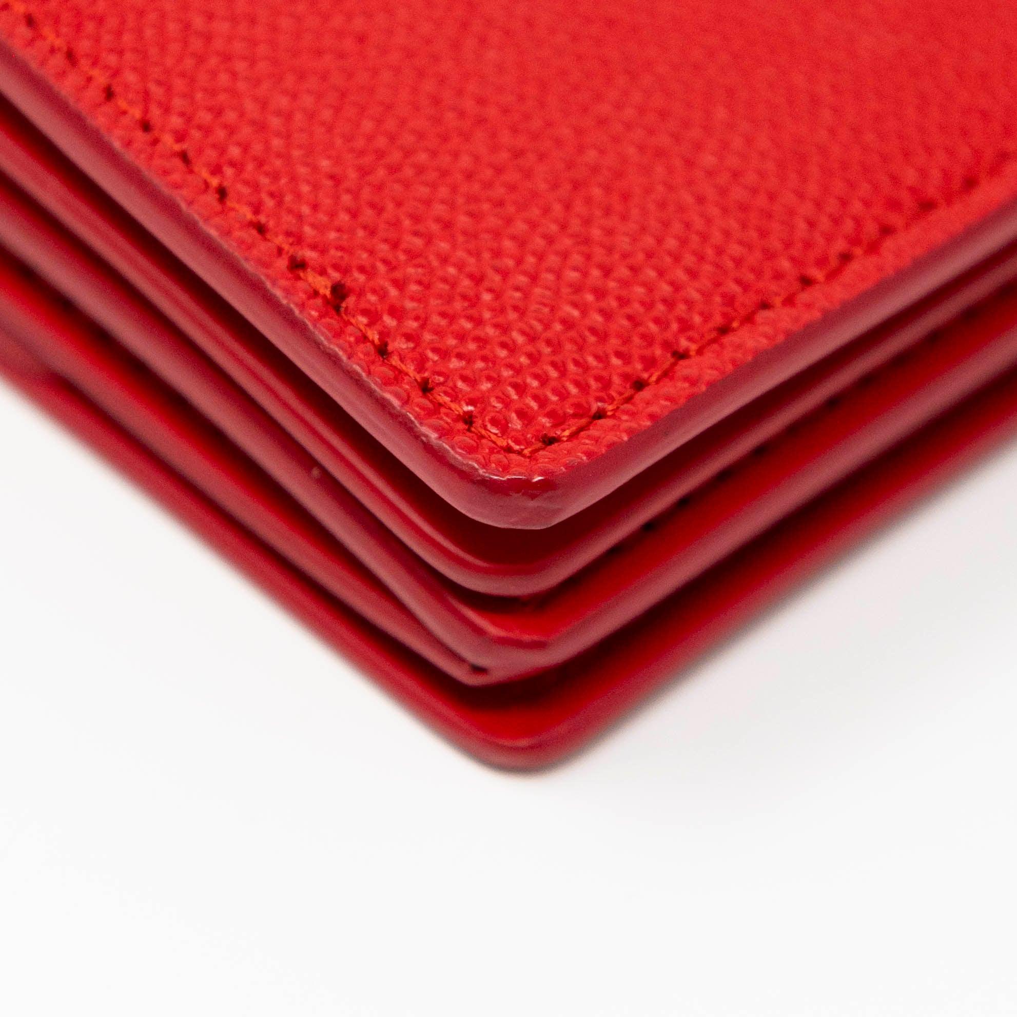 Burberry Red Leather Card Holder with Chain - Stylish & Compact Wallet for Women - Perfect for Parties, Travel & Everyday Use