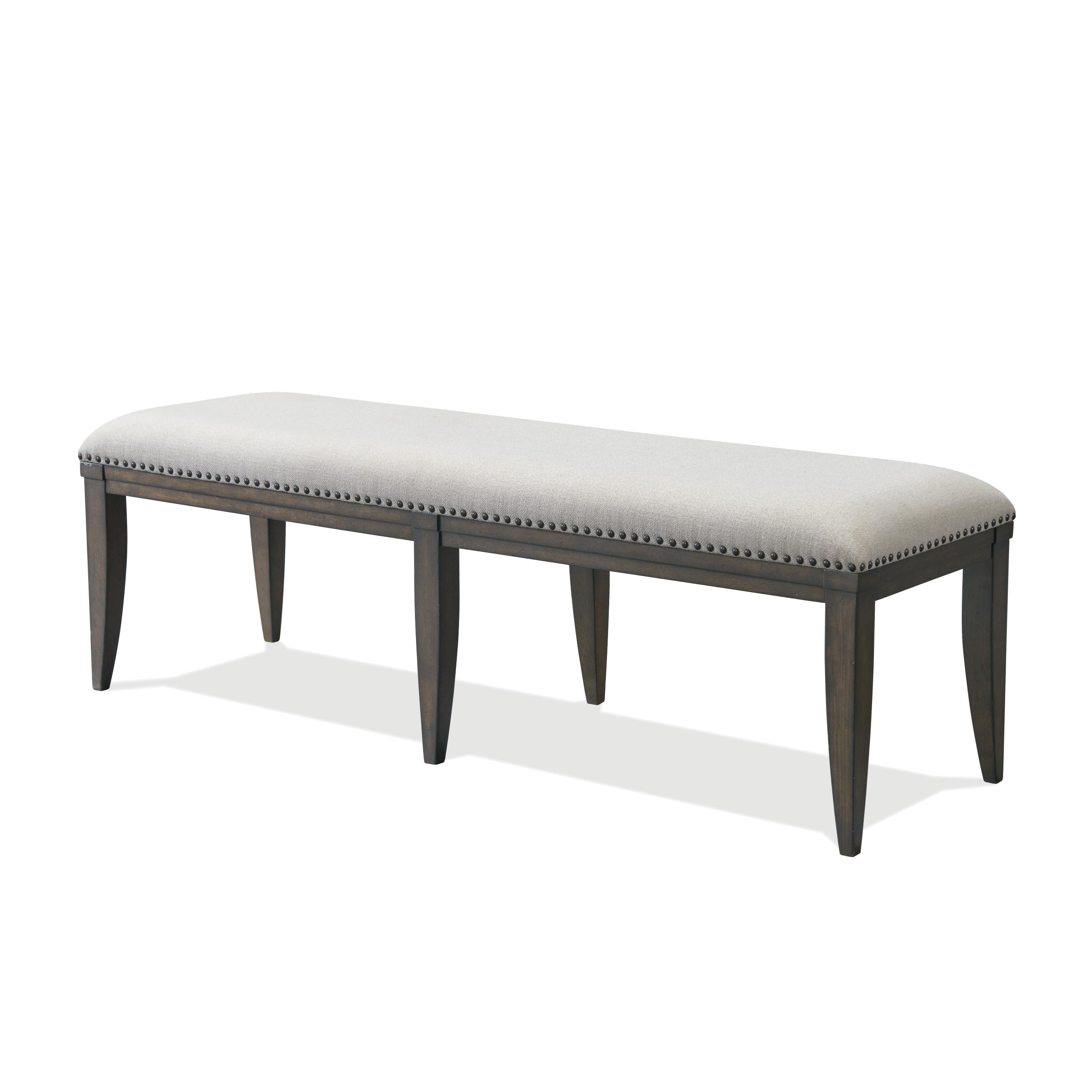 Roundhill Furniture Grant Nailhead Trim Upholstered Dining Bench in Grey - Stylish Seating for Kitchen, Dining Room & Entryway