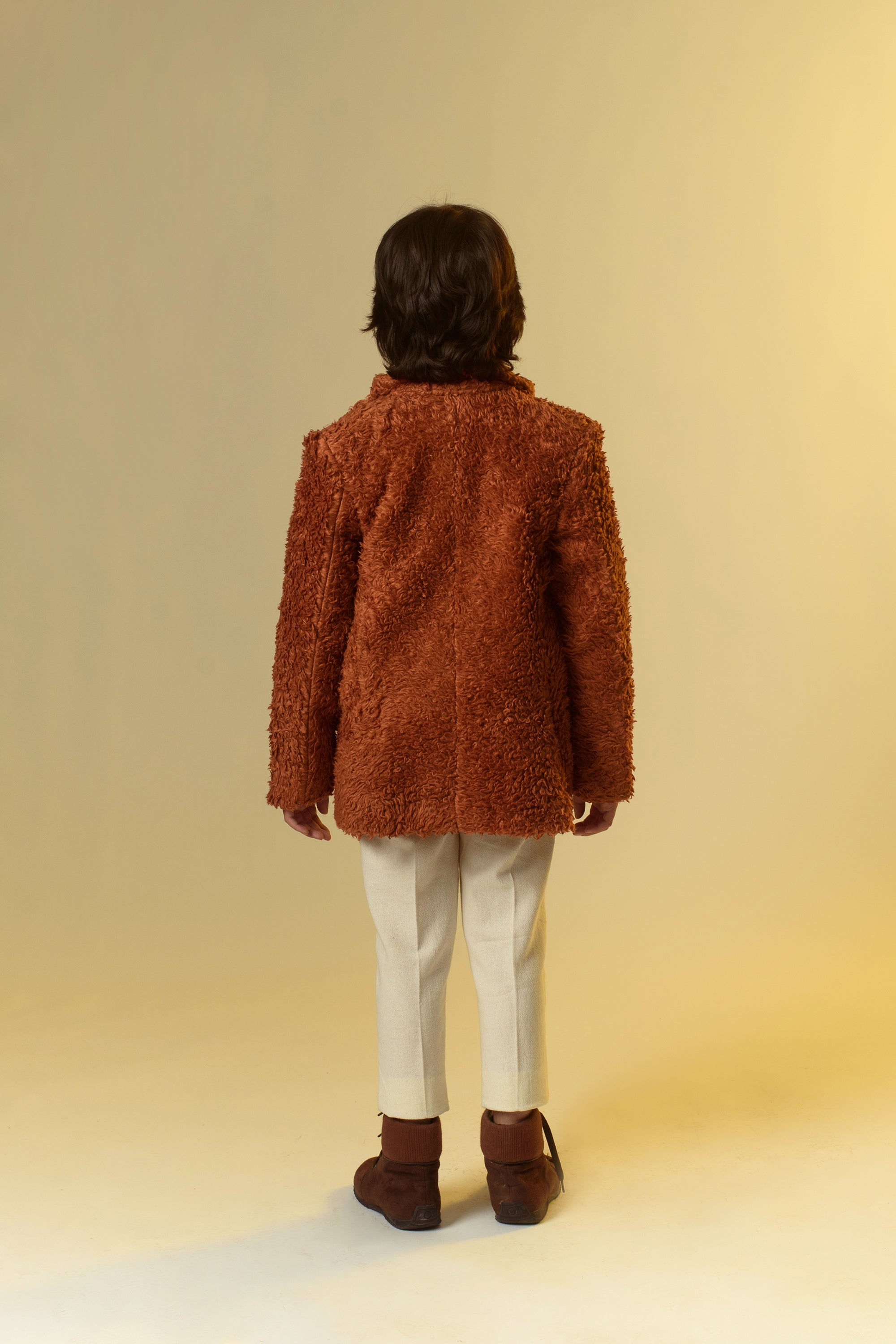 Foxy Chic Embroidered Organic Sherpa Blazer for Boys - Stylish Winter Jacket for School, Parties & Special Occasions
