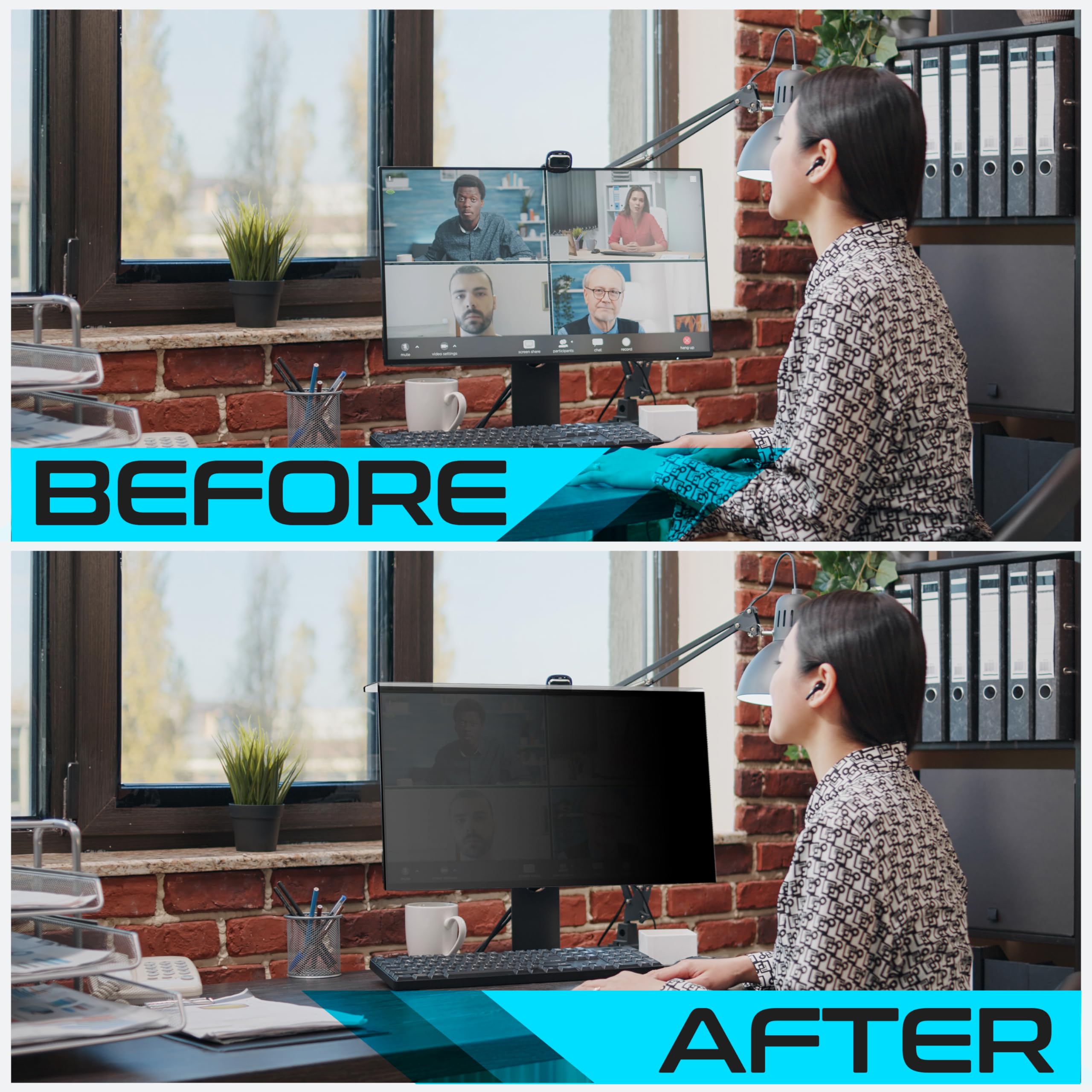 EZ-Pro 32 Inch Computer Monitor Privacy Screen Protector - Anti Blue Light Filter, Easy Installation (17.3