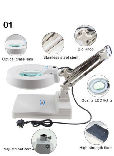 TOPCHANCES 10X LED Desktop Magnifier Lamp with Adjustable Arm - Foldable Lighted Magnifying Glass for Reading, Inspection & Crafts - Perfect for Jewelry Making, Hobbies & Close-up Work