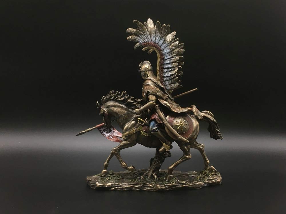 Polish Hussar Knight in Full Armor with Sabre Sword - 12.6 Inch Collectible Figurine | Medieval Decor, Gift for History Enthusiasts