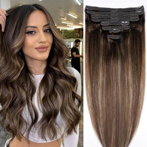#4/27/4 Balayage Chocolate Brown to Caramel Blonde