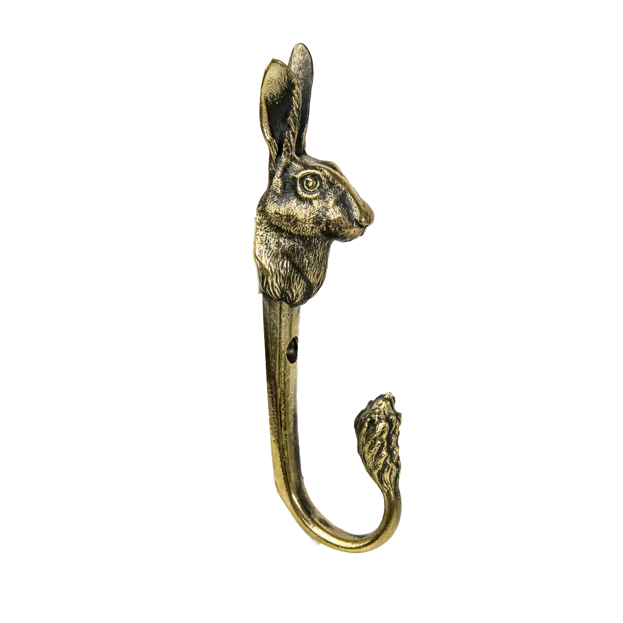 Handmade Brass Wall Hook with Forest Hare Design - Rustic Animal-Themed Decorative Hook for Coats, Towels, Hats & Bags - Unique Home Décor Accent for Entryway, Bathroom or Bedroom Organization