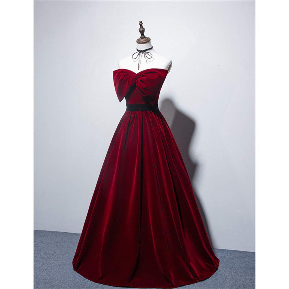 Burgundy Strapless Prom Dress with Lace-Up Back - Velvet Long Evening Gown for Formal Events | Perfect for Homecoming, Ball, and Special Occasions