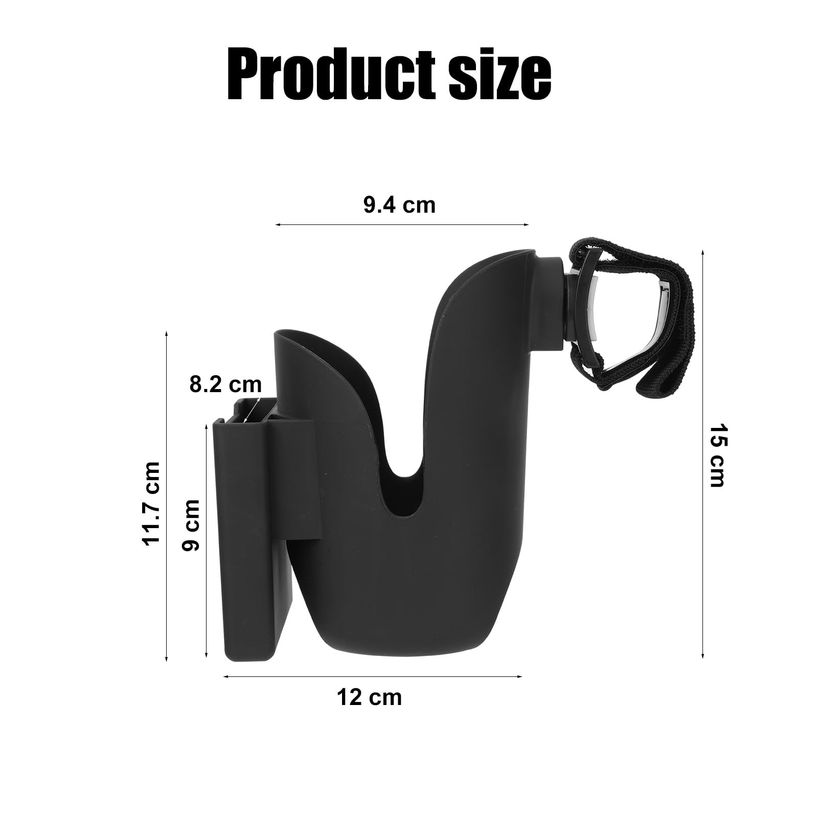 Drive Medical Nitro Wheelchair Cup Holder - 2-in-1 Adjustable Strap-On Drink & Phone Holder for Wheelchairs, Walkers & Rollators - Durable Black Accessory for Seniors & Mobility Devices (Perfect for Outdoor Activities & Daily Use)