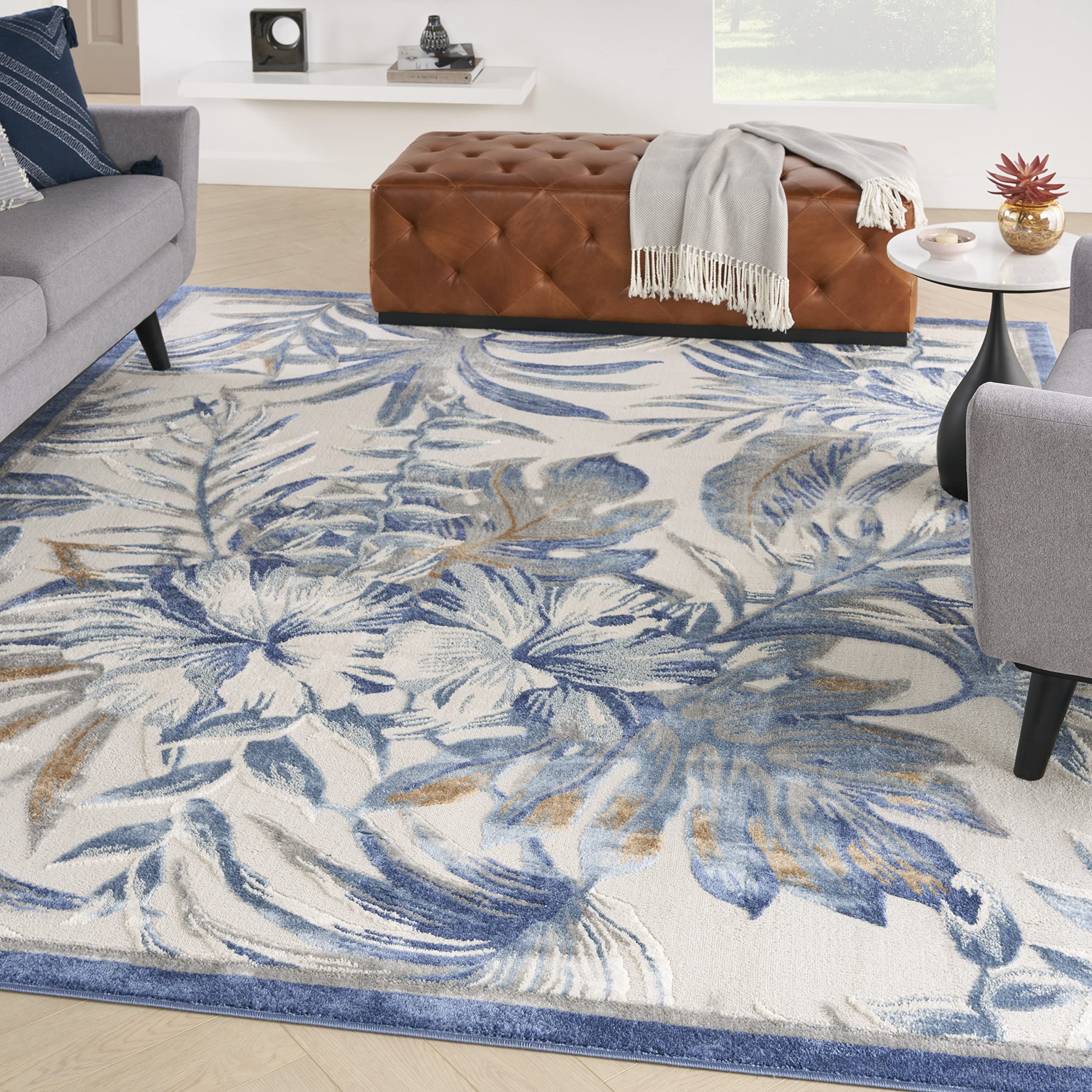 Nourison Pompeii Tropical Ivory Blue 7'10