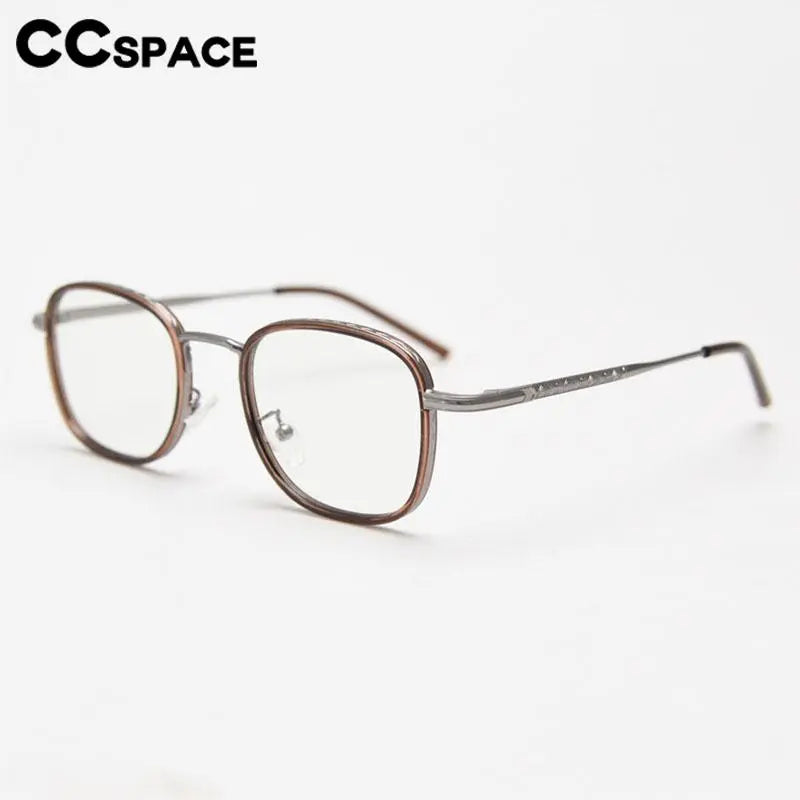 CCspace Unisex Full Rim Square Alloy Eyeglasses 56833 - Lightweight Metal Frame Glasses for Men & Women - Perfect for Reading, Work, and Daily Fashion Accessories