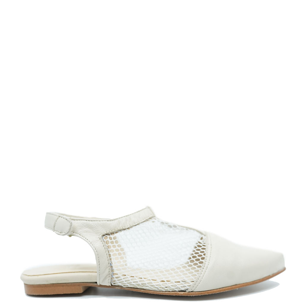 Blublonc Ivory Mesh Mule Shoes for Women - Comfortable Slip-On Summer Sandals with Breathable Design | Perfect for Beach, Pool, and Casual Outings