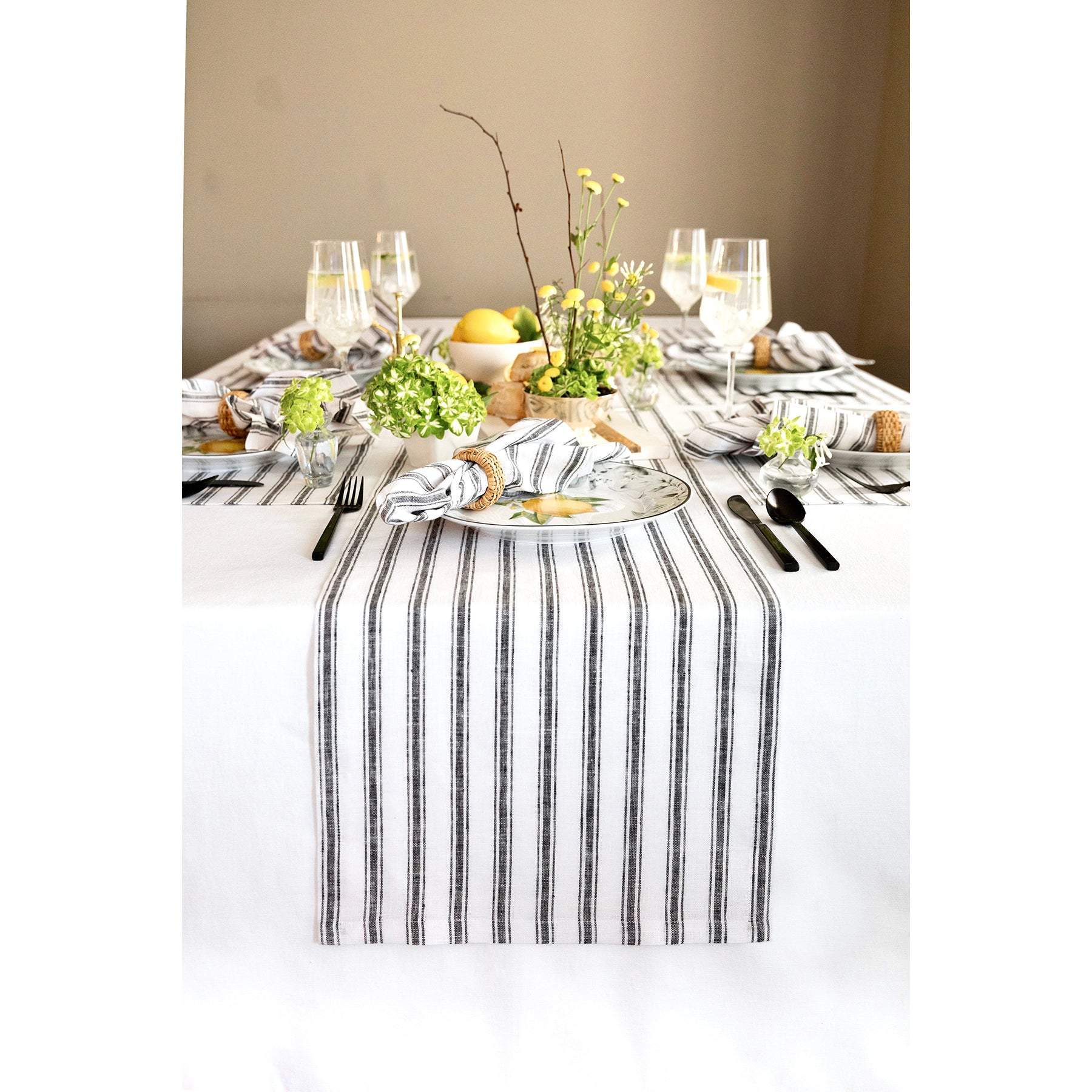 Stylish Capri Ticking Stripe Table Runner - Cotton Farmhouse Decor for Dining Room, Kitchen, or Wedding Party Decorations
