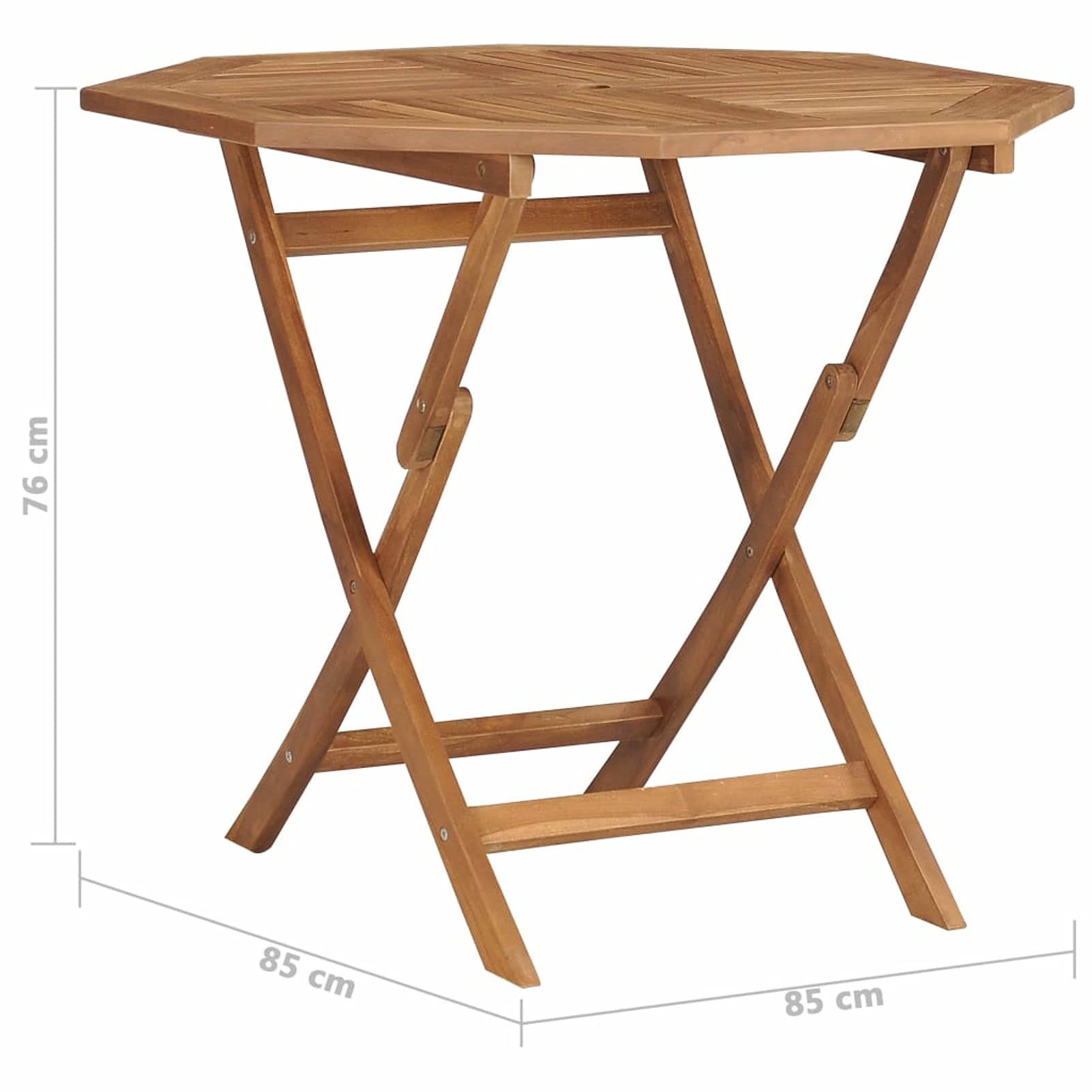 Tidyard Teak Wood Folding Outdoor Dining Table with Umbrella Hole - 33.5 x 33.5 x 29.9 Inch Patio Garden Table for Deck, Terrace, Backyard - Perfect for Outdoor Entertaining & Small Space Dining