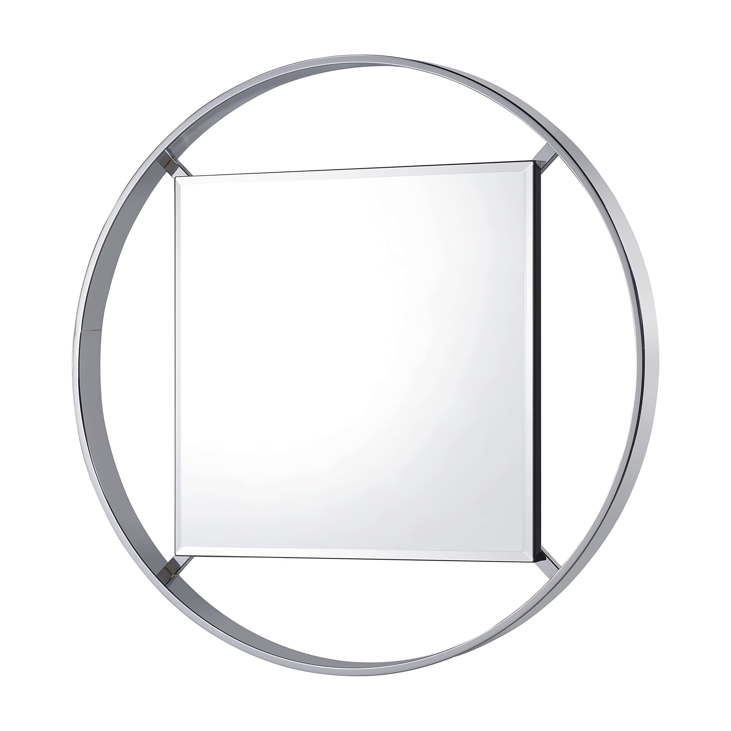 HOMES: Inside + Out Cosner Transitional Metal Framed Wall Mirror - Chrome Finish for Bathroom, Bedroom & Living Room - Perfect for Vanity, Entryway & Home Decor