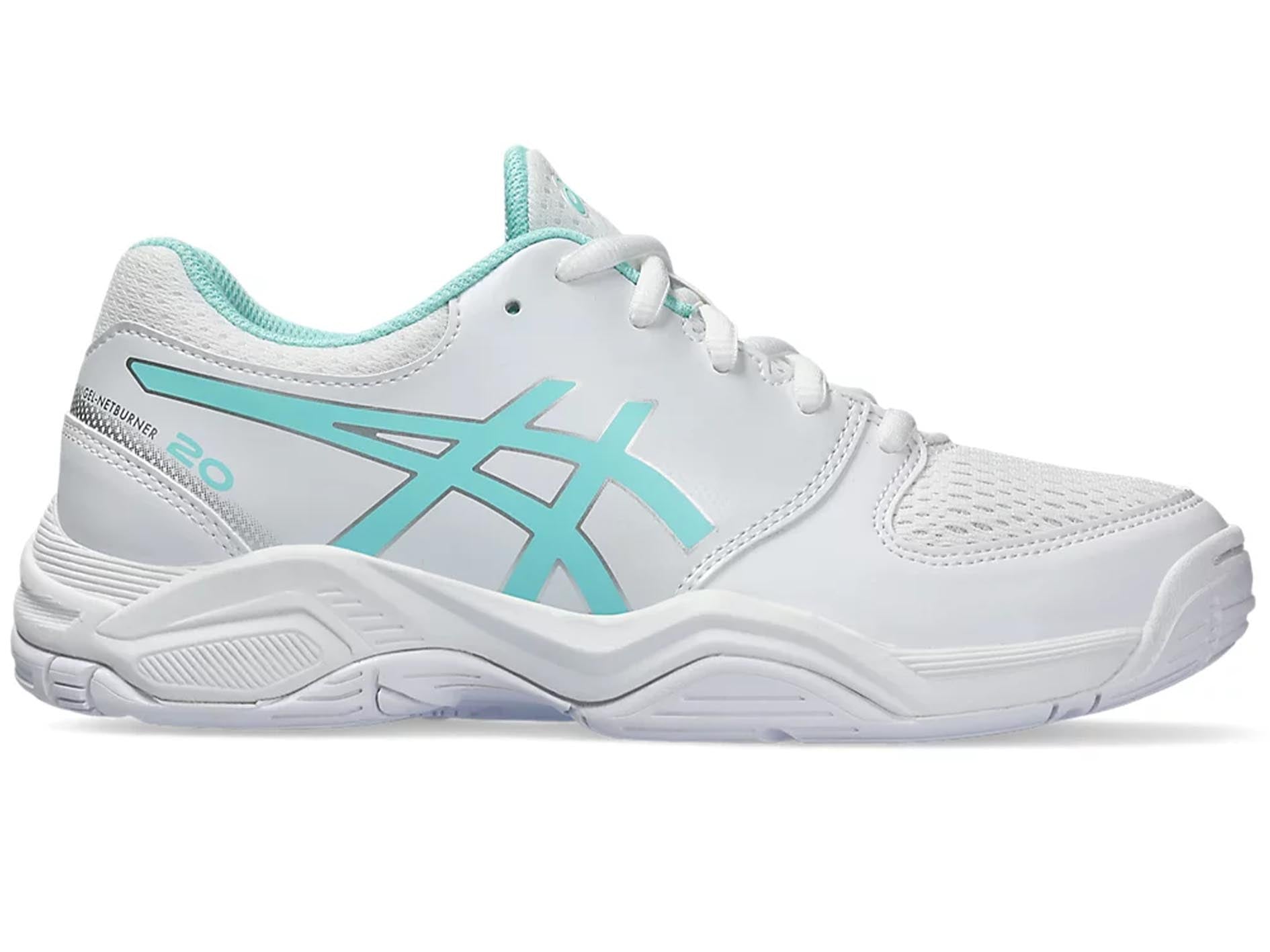 ASICS Kids Gel Netburner 20 GS Volleyball Shoes - White/Pink (1074A021-101) | Lightweight & Supportive for Junior Players - Perfect for Indoor Courts & Training Sessions