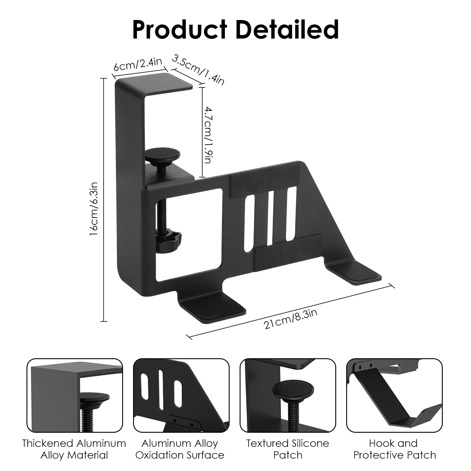 Non-Drill Under Desk Mount for PS5 & PS5 Slim - Heavy Duty Metal Gaming Console Holder with Hooks for PS5 Disc/Digital Edition - Perfect for Home Office, Gaming Room & Space-Saving Setup