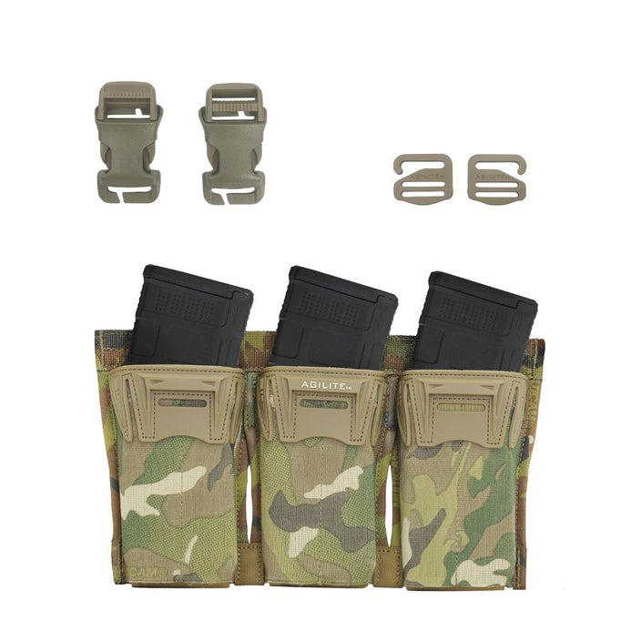 Agilite Pincer Placard - Tactical Triple Magazine Pouch for AR15, M4 & AK47 | Military-Grade MOLLE Compatible Chest Rig | Perfect for Airsoft, Hunting & Outdoor Adventures