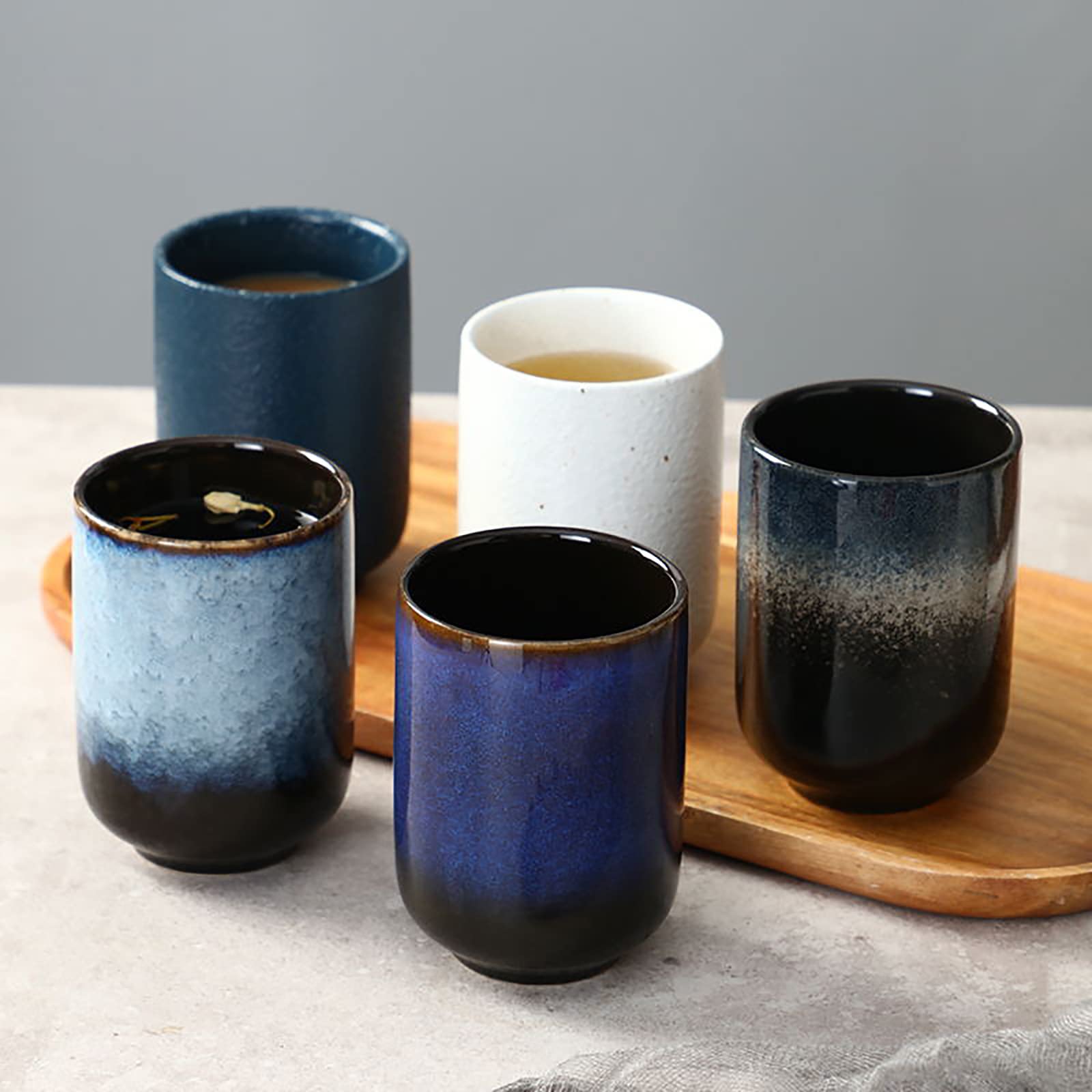 Premium 4-Piece Ceramic Tea Set - Chinese Style Tea Cups & Coffee Mugs in 4 Colors - Perfect for Home, Office & Gifts