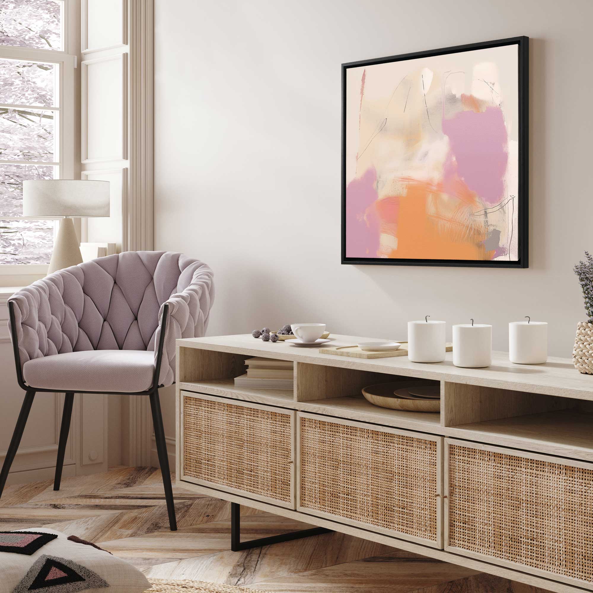 Cotton Candy Delight v2 Canvas Wall Art Print - Vibrant Abstract Painting for Living Room, Bedroom & Office Decor