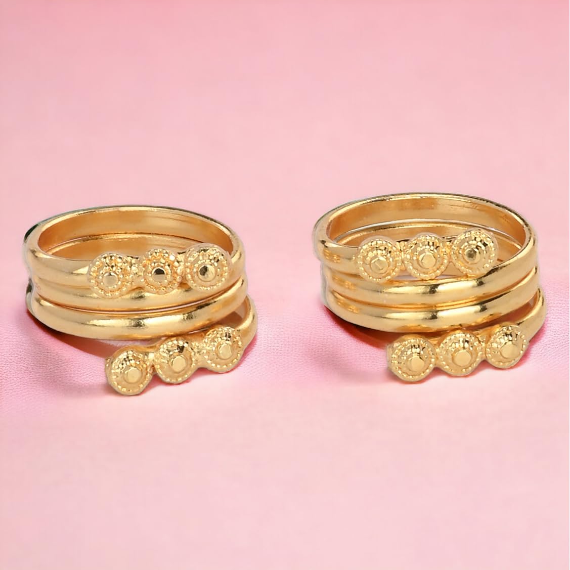 AanyaCentric Adjustable Toe Rings Set of 2 Pairs - Traditional & Fashion Jewelry for Women - Perfect for Beach, Summer & Boho Style Outfits