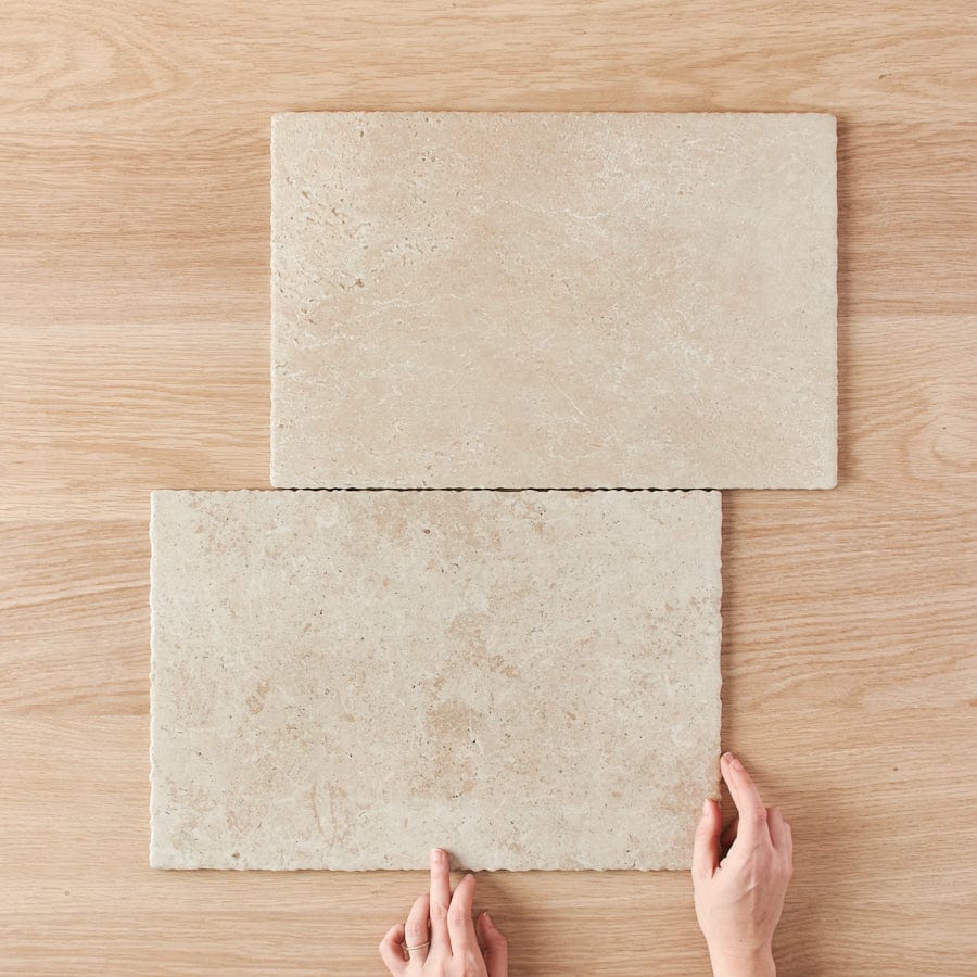 Premium Seaforth Travertine Look Beige Matte Ceramic Tile - Waterproof & Durable Flooring for Bathroom, Kitchen & Living Room