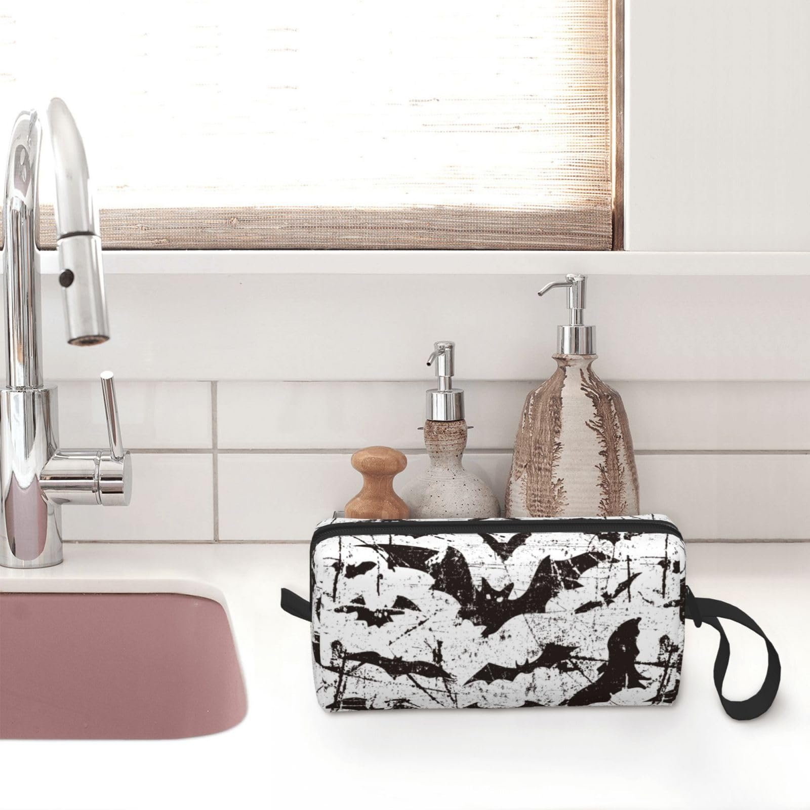 Halloween Bat Makeup Bag - Travel Cosmetic Organizer for Women & Girls - Perfect for Parties & Trips