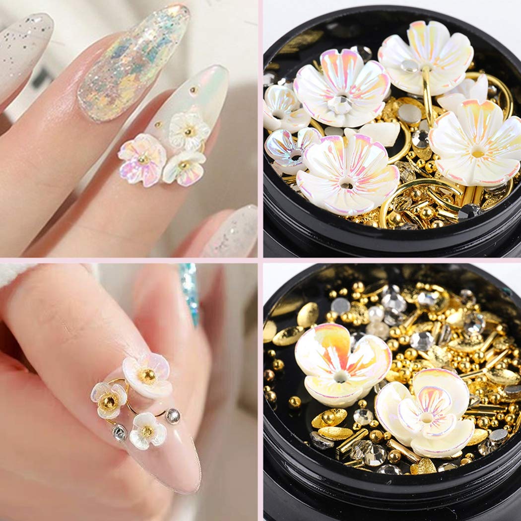Anjetan 3 Boxes Mixed Nail Rhinestones - Creative Nail Art Decorations, Metal Nail Studs & Gems for DIY Nail Designs - Perfect for Manicures, Pedicures, and Nail Art Enthusiasts