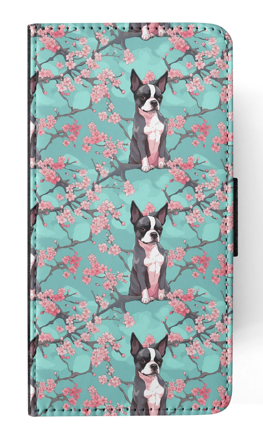 Stylish Boston Terrier Puppy Dog Pattern Faux Leather Flip Wallet Phone Case for Apple iPhone 14 - Perfect for Dog Lovers & Everyday Use