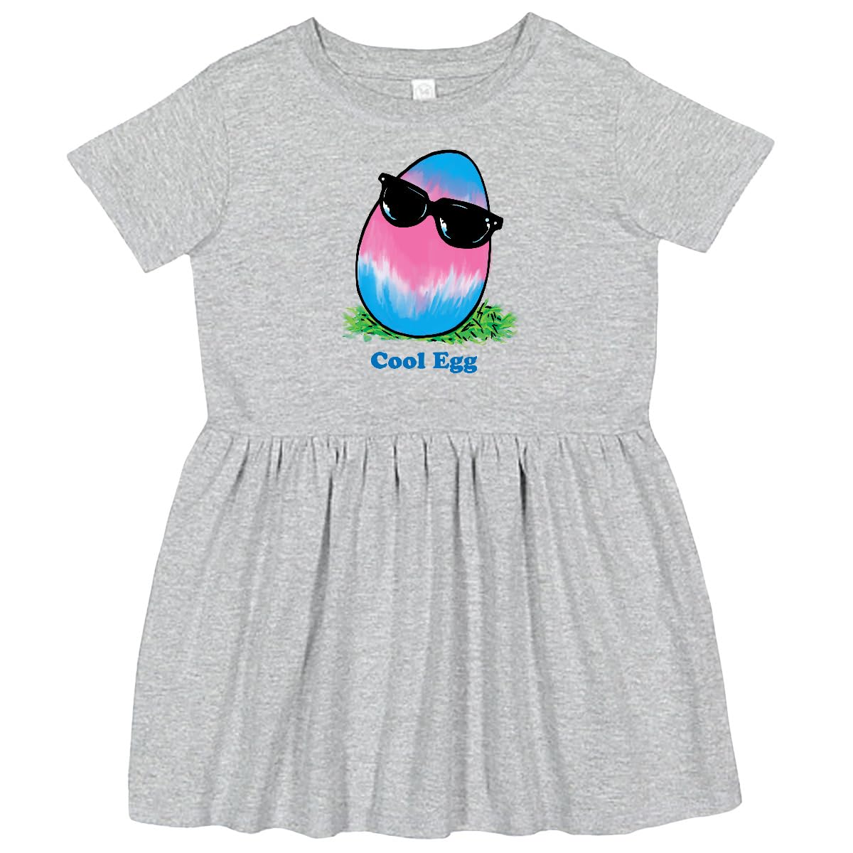 Inktastic Easter Toddler Dress - Pink and Blue Cool Egg with Sunglasses Design for Girls - Perfect for Easter Outfits, Spring Parties & Holiday Photos