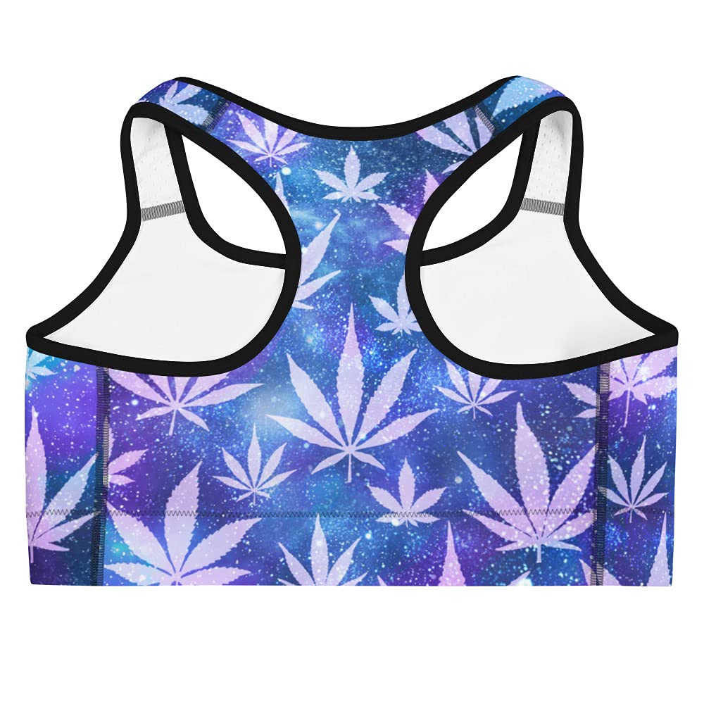 Best Women's Galaxy Print Sports Bra - Breathable & Supportive Blue & White Workout Top for Running, Yoga & Gym