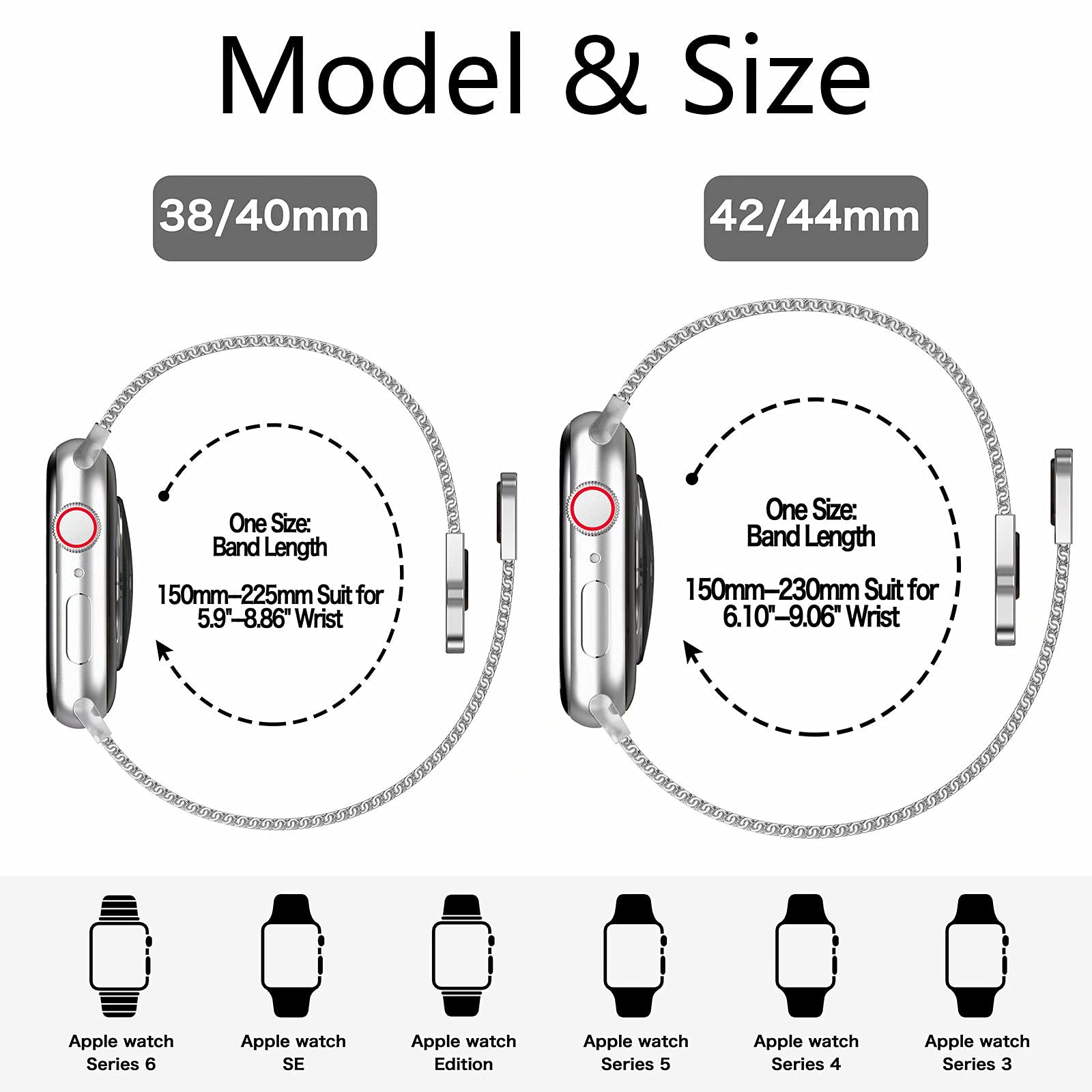 Premium Stainless Steel Band for Apple Watch 38/40/41/42/44/45mm - Magnetic Adjustable Strap with Screen Protector Case - Compatible with iWatch Series 9/8/7/6/5/4/SE/3/2/1 - Perfect for Workouts, Office & Everyday Wear - Unisex Design for Men & Women
