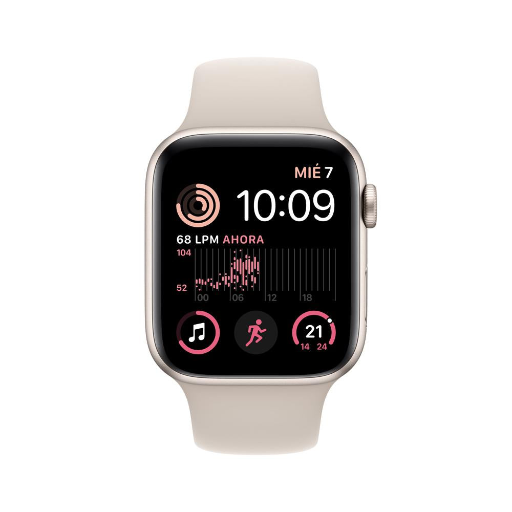 Apple Watch SE (GPS) 44mm Aluminum Case in Starlight with White Sport Band – Perfect for Fitness Tracking & Everyday Wear