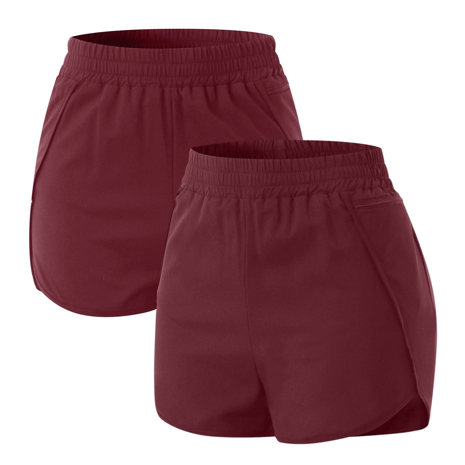 iOPQO Women's 2-Piece Running Shorts with Pockets - High Waist Elastic Workout Shorts for Women, Loose Fit Athletic Yoga Shorts - Perfect for Gym, Jogging & Summer Outdoor Activities