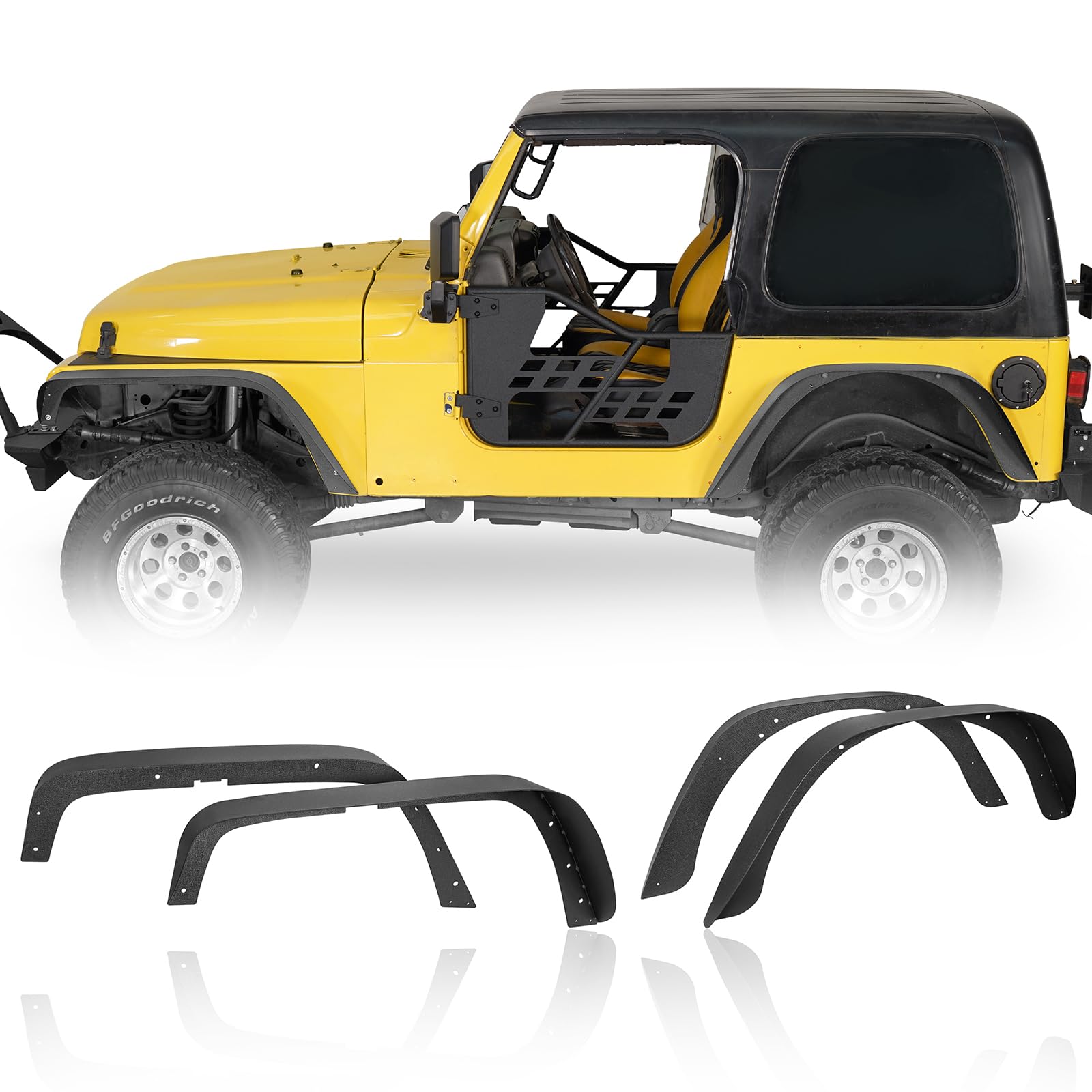 u-Box Wrangler TJ Fender Flares - Front & Rear Wheel Mud Guards for 1997-2006 Jeep Wrangler TJ (4PCS Set) - Heavy Duty Off-Road Protection for Jeep Adventures & Mud Terrains